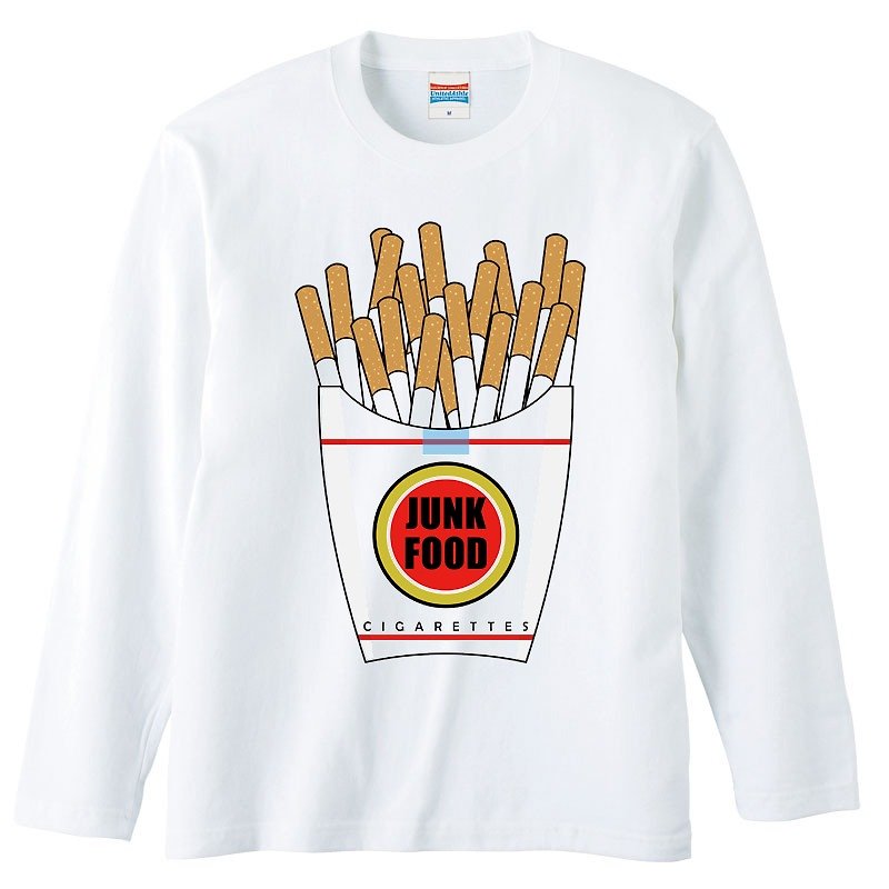 Long sleeve T-shirt / junk food 2 - Men's T-Shirts & Tops - Cotton & Hemp White