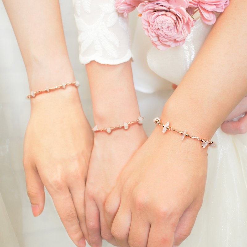 2 into the group of girlfriends bracelet*rose pink crystal Forever Love*commemorative lettering * bridesmaid gift - Bracelets - Gemstone Pink