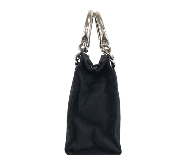 美品　PRADA プラダ　ハンドバッグ　メタルハンドル　キャンバス 美品 PRADA プラダ ハンドバッグ メタルハンドル キャンバス