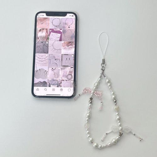 ピー　携帯アクセサリー Amazon.com: Chain Beads Pendant Hand Strap Hang Phone Charm