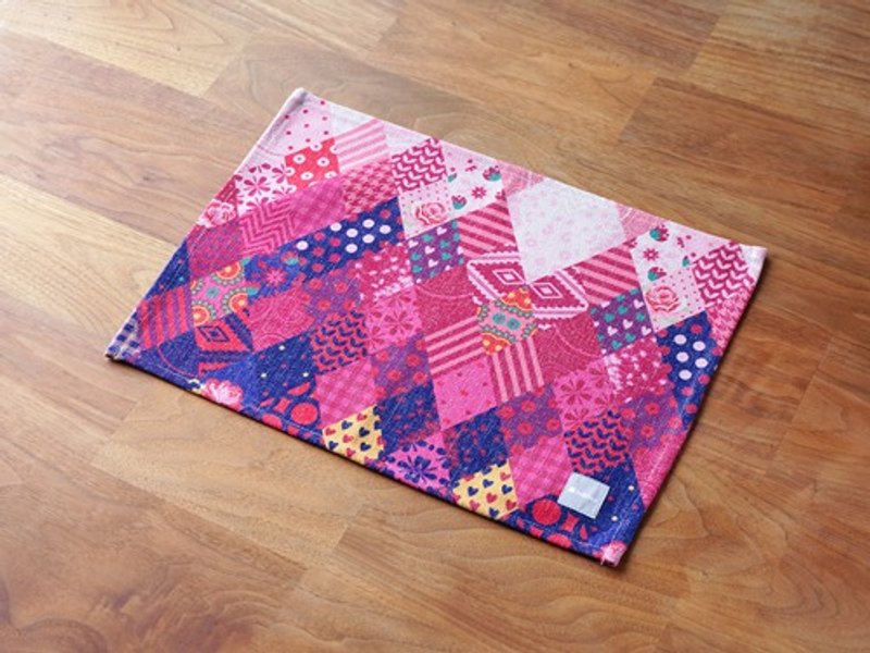 Tablecloth Scandinavian pattern pink blue patchwork 2-pack natural Linen jubileeteatoweltt124 - ที่รองแก้ว - ผ้าฝ้าย/ผ้าลินิน 