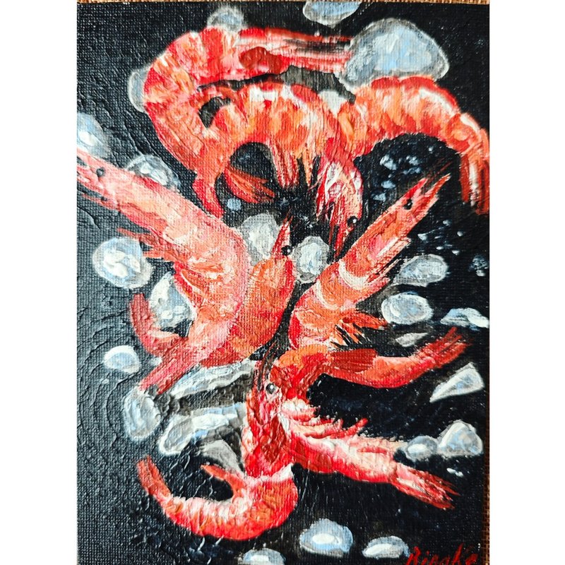 蝦海鮮畫原創裱框藝術廚房靜物畫作者 RinaArtSK - 壁貼/牆壁裝飾 - 其他材質 多色