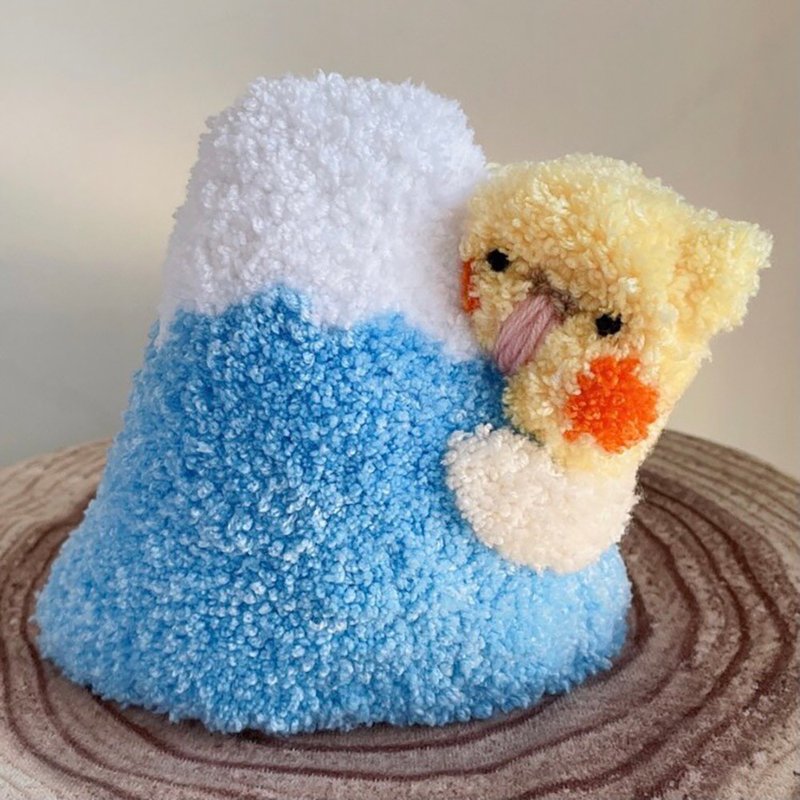 Hanami Studio original / cockatiel favorite Mount Fuji woolen doll ornaments - ตุ๊กตา - ผ้าฝ้าย/ผ้าลินิน สีน้ำเงิน