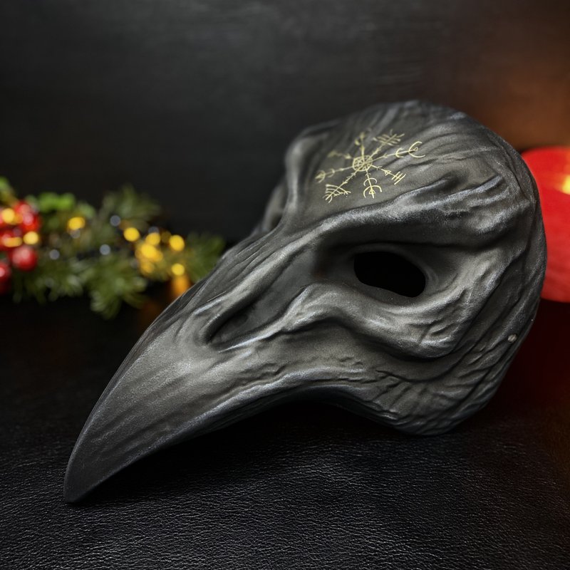 Black Crow mask, Karasu Tengu mask, Japanese Karasu mask, Venetian Carnival Mask - Face Masks - Resin Black