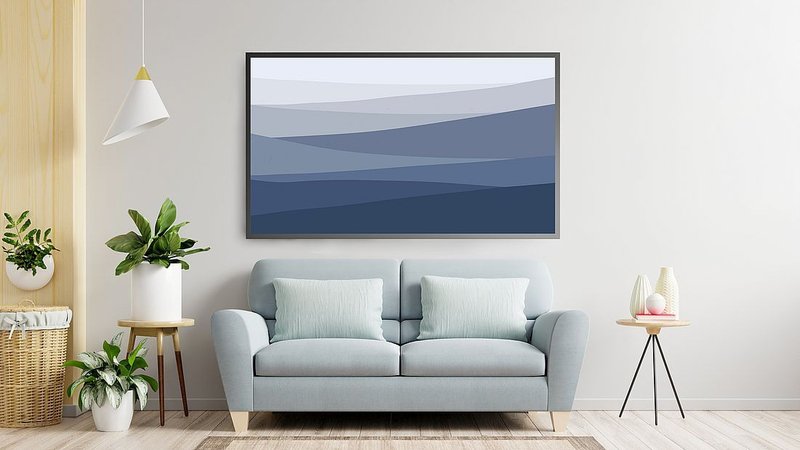 Samsung Frame TV art landscape digital download, 藝術為 三星 The Frame 美學電視 抽像風景 - ตกแต่งผนัง - วัสดุอื่นๆ สีน้ำเงิน