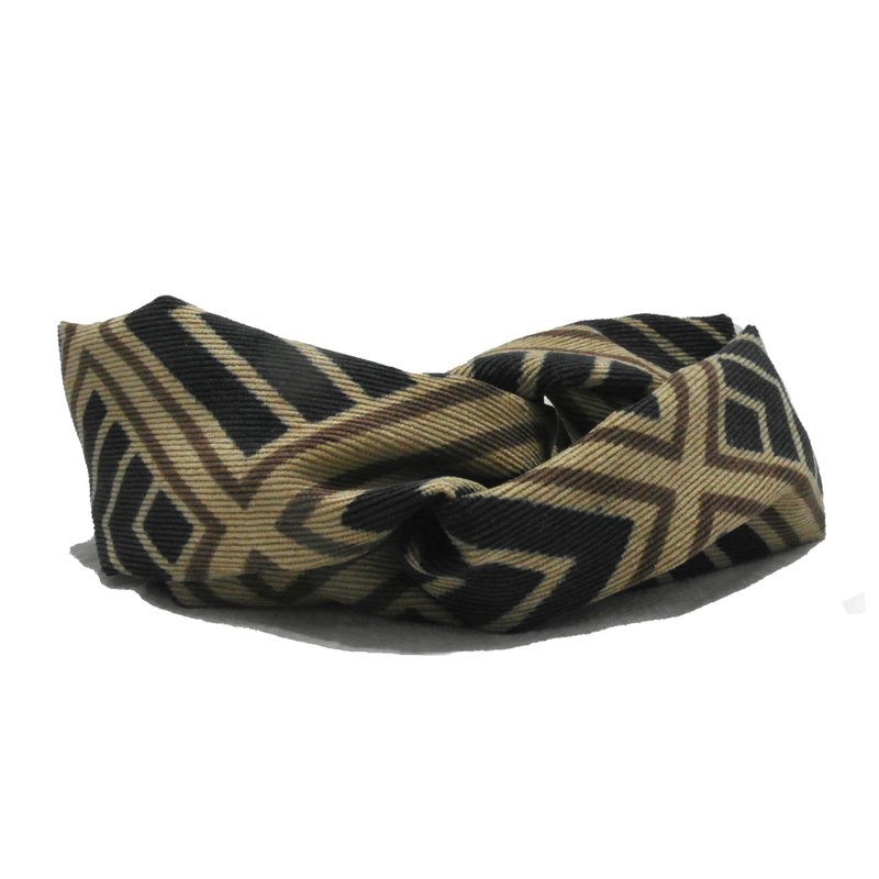 Scattered corduroy cross headband - Headbands - Cotton & Hemp Khaki