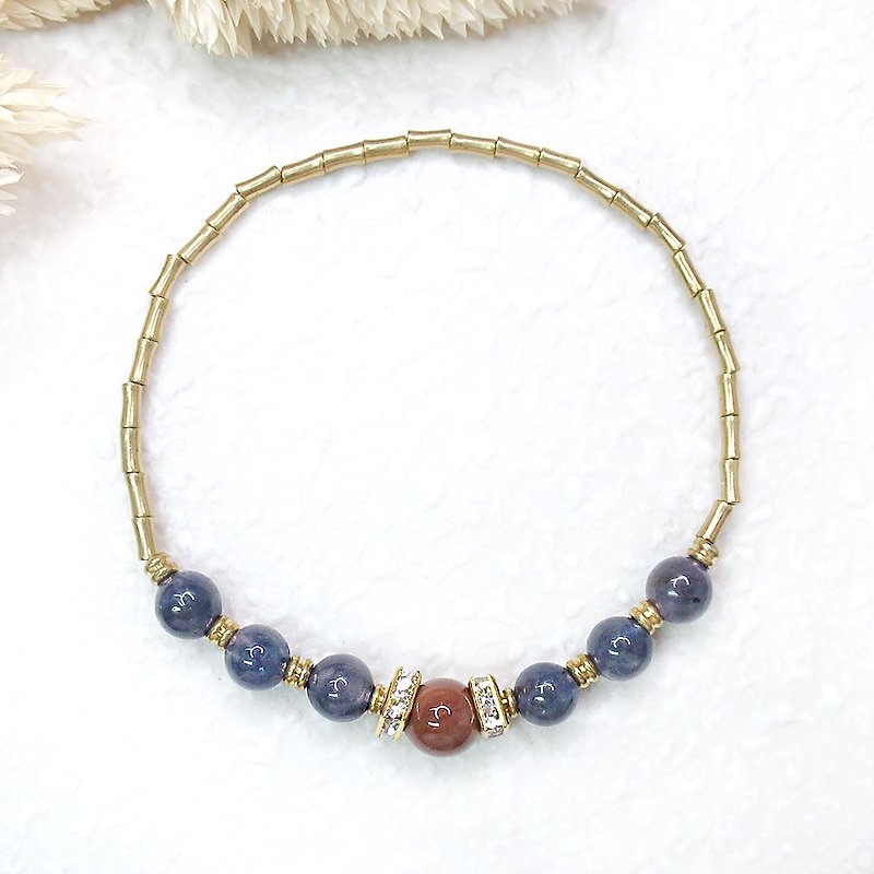VIIART. magician. Cordierite Alxa Agate Bronze Bracelet | Natural Stone Stone Diamond - Bracelets - Copper & Brass Purple