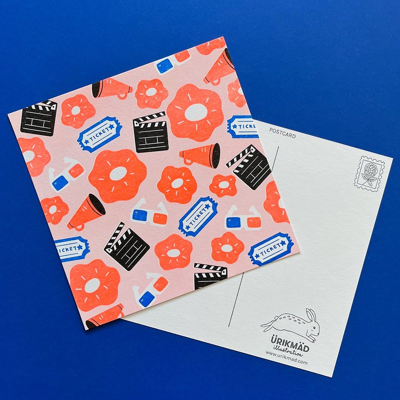 Movie and Orange Flower Postcard - การ์ด/โปสการ์ด - กระดาษ สีส้ม