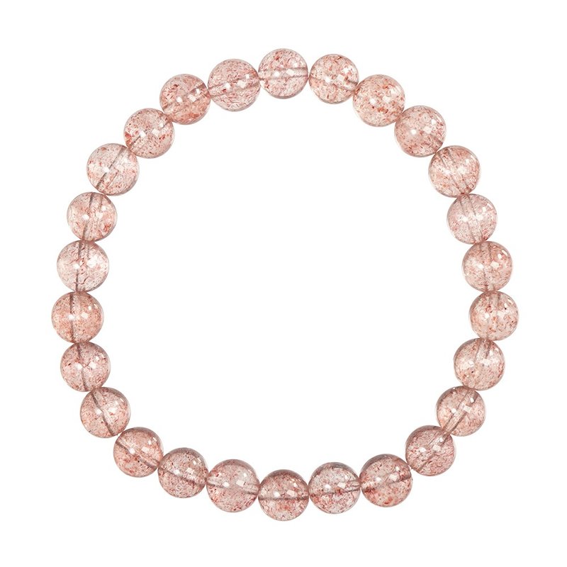 【正佳珠寶】草莓晶 高品白淨透體草莓晶 7.4-7.8mm 草莓晶手珠 - 手鍊/手環 - 半寶石 多色