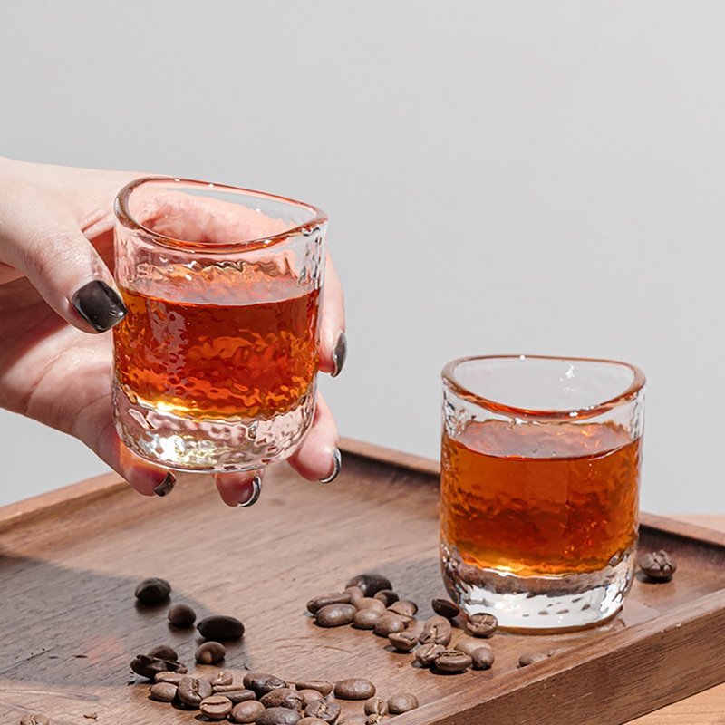 Timemore Hammered Glass Coffee Cup Set (Set of 2) - Heat Resistant Glass, High Temperature Resistance, Coffee Ware - เครื่องทำกาแฟ - แก้ว 