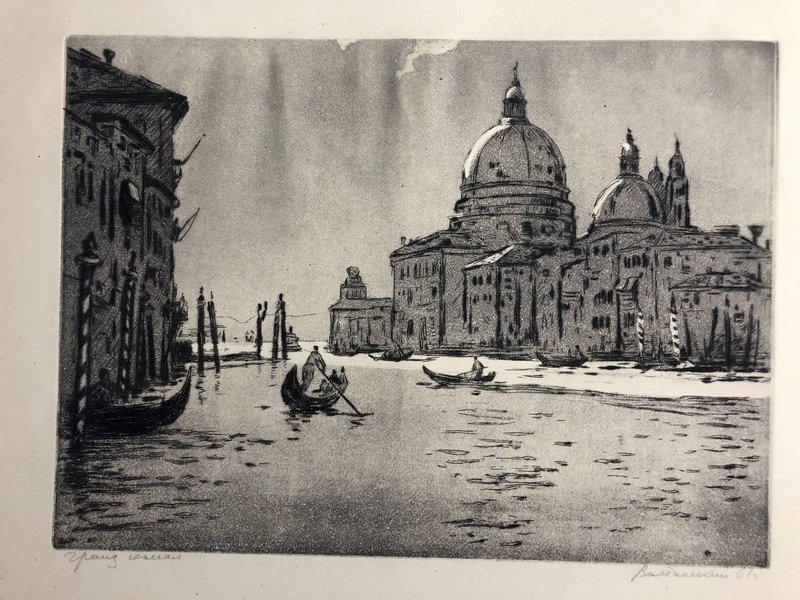 Etching Venice Grand Canal Vintage Wall Art Home Decor - 壁貼/牆壁裝飾 - 紙 