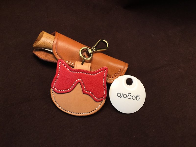 Two-color cat gogoro key holster set - Keychains - Genuine Leather 