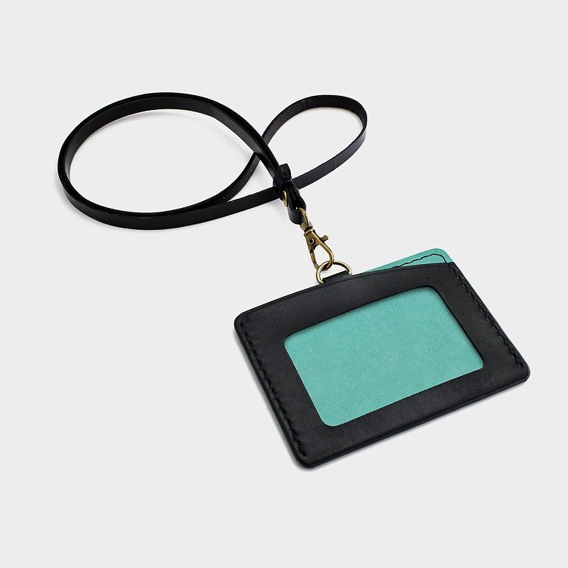 [RENEW] Black + Tiffany blue vegetable tanned leather hand-made hand-stitched horizontal document sets, card sets - ID & Badge Holders - Genuine Leather Blue