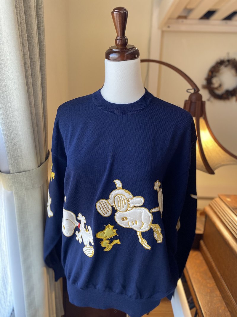 Snoopy dancing vintage sweater made in Japan - Women's Sweaters - Wool Blue