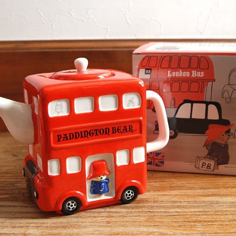 【Kato Torching】 Paddington Bear Bentington Bear London Bus Model Teapot (with filter) ★ the last group - Teapots & Teacups - Pottery Red