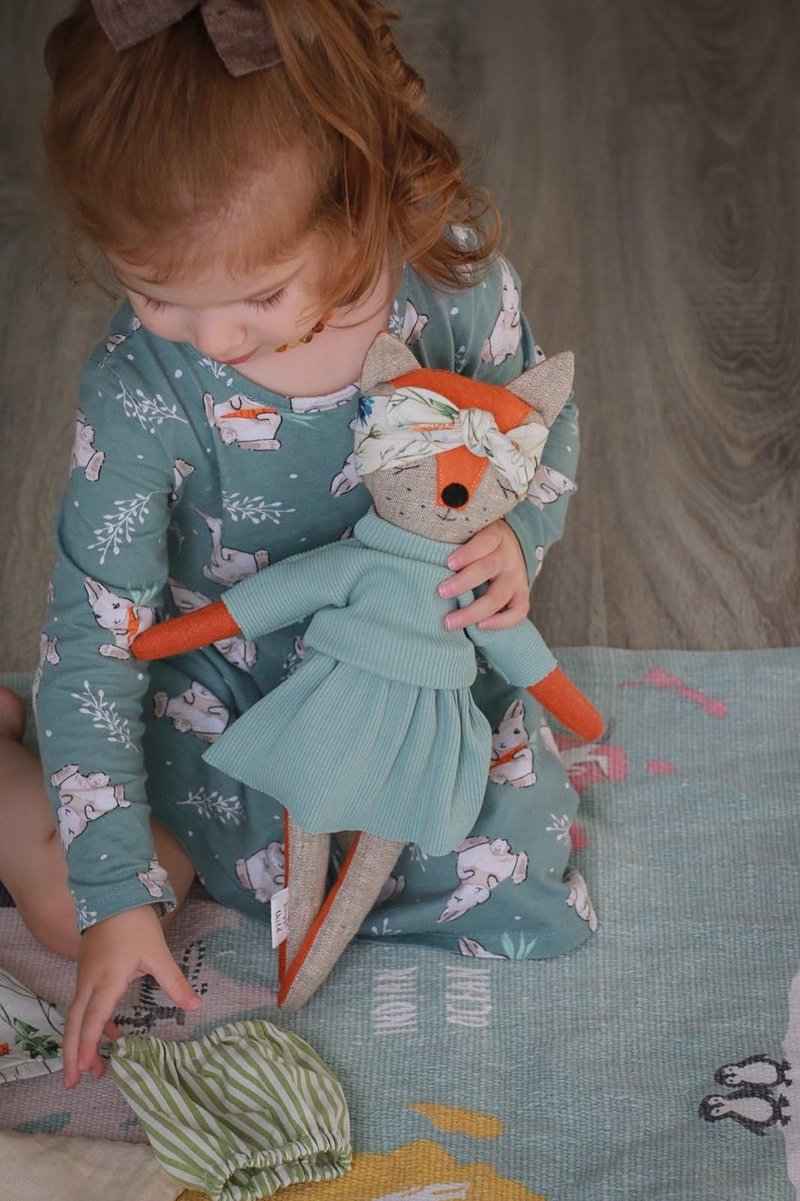 Fox, organic fox, Eco plush fox, Kids soft cuddly toys, Nursery stuffed animal - 寶寶/兒童玩具/玩偶 - 環保材質 紅色