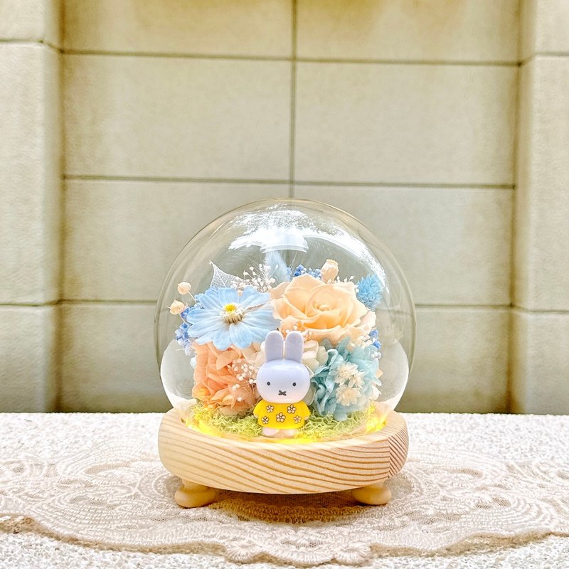 Miffy Rabbit/Miffy Rabbit/Miffy/Preserved Flowers/Dried Flowers/Night Light/Glass Cup Cover - ช่อดอกไม้แห้ง - พืช/ดอกไม้ หลากหลายสี