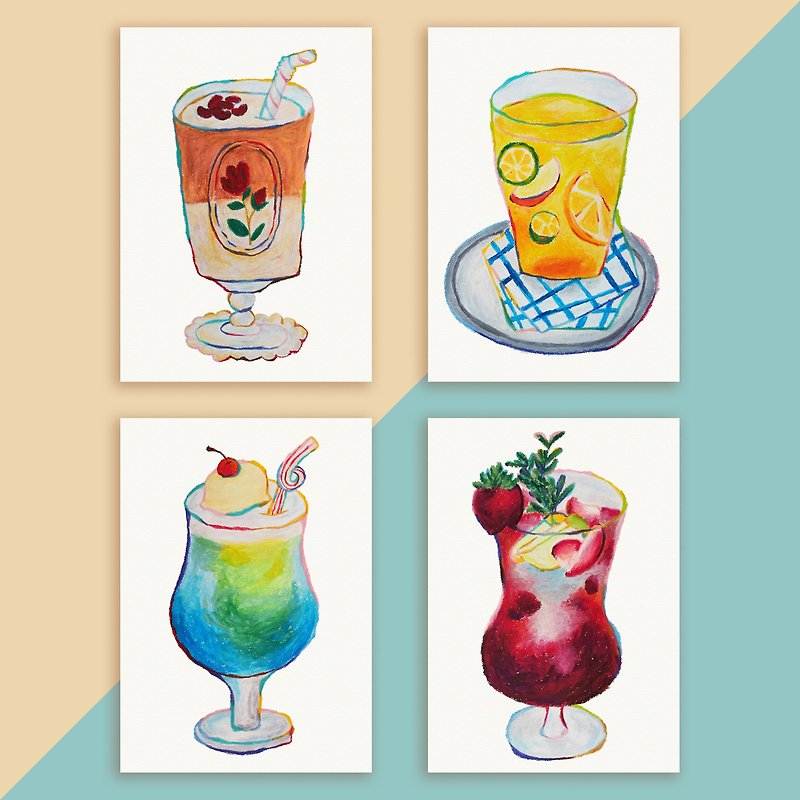 Drink for Summer, Birthday Card, Greeting, Housewarming, Room Deco - การ์ด/โปสการ์ด - กระดาษ สีส้ม