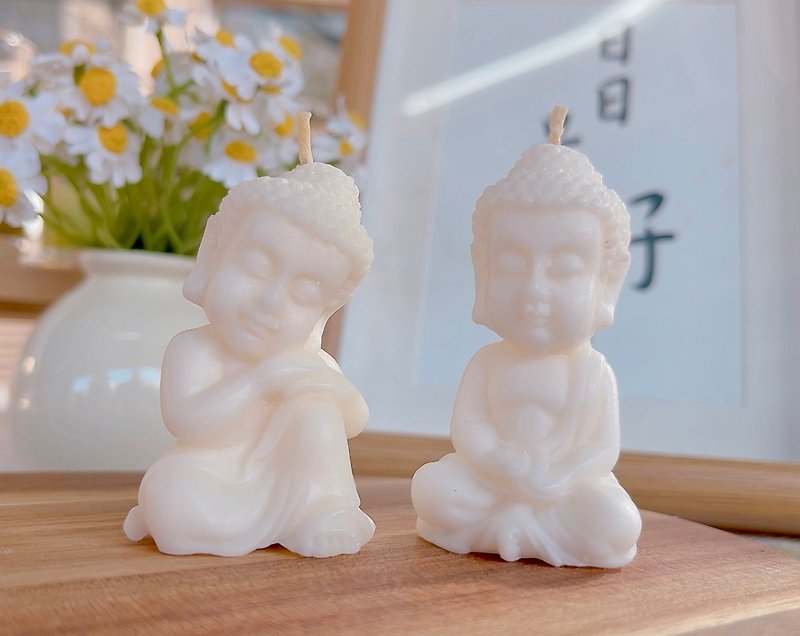 Little Buddha Candle-Fragrance can be customized - เทียน/เชิงเทียน - ขี้ผึ้ง ขาว