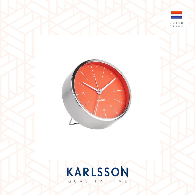 Karlsson, Alarm clock Normann brushed steel orange - Clocks - Other Metals Orange