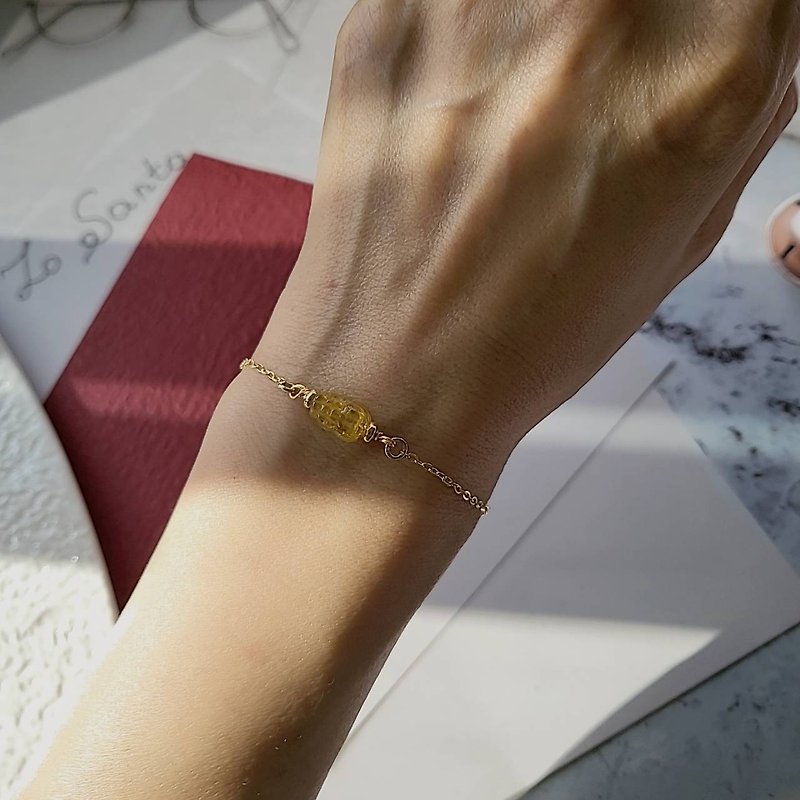 Lucky Little Golden Beast ~ Titanium Crystal Pixiu 14k Gold-coated Bracelet - Bracelets - Crystal 