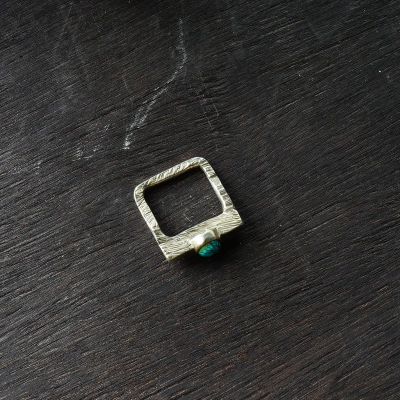 Turquoise 925 Sterling Silver Square Ring - แหวนทั่วไป - โลหะ สีเงิน