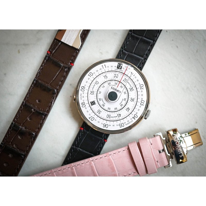 KLOK-01-D2 gray watch head + leather strap with folding clasp plus free original bracelet - นาฬิกาผู้ชาย - วัสดุอื่นๆ สีดำ