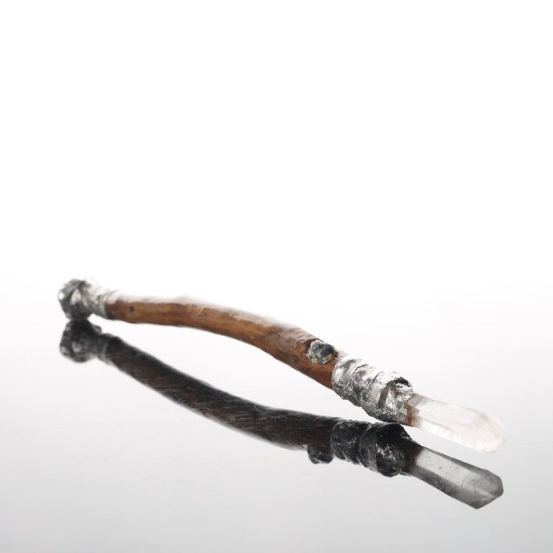 Earth and Sky Connection Magic Wand - White Crystal, Black Tourmaline, Lapis Laz - Items for Display - Crystal White