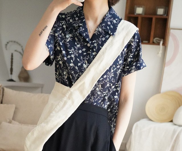 Short Sleeve Floral Shirt - Navy/Blue, Shirts