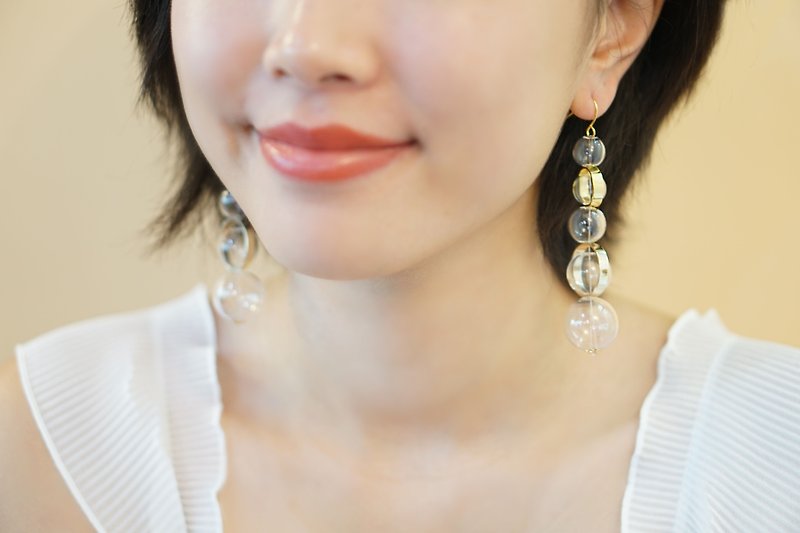 String of glass ball earrings - Earrings & Clip-ons - Glass Gold