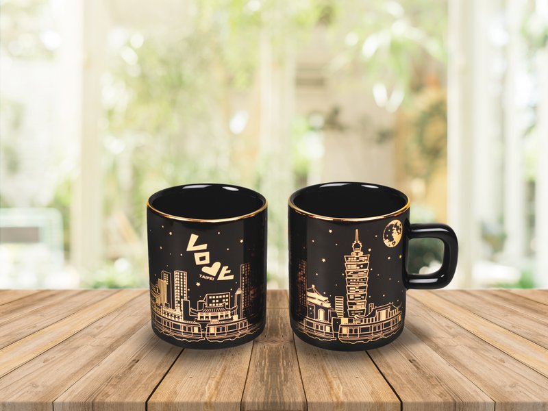 Taipei City Cup/Original Design Classic Small Coffee Cup Expresso Gold Painted Mug Taipei - แก้ว - เครื่องลายคราม 