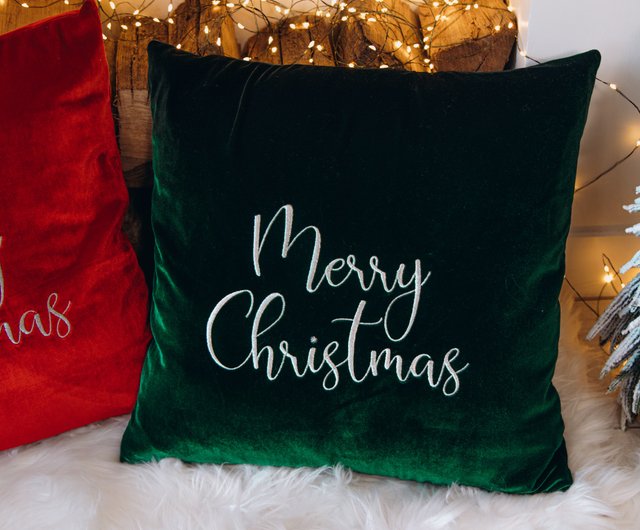 Merry Christmas Pillow Covers 18x18in Velvet Xmas Pillow Case Christmas Decor Shop Busy Puzzle Pillows Cushions Pinkoi