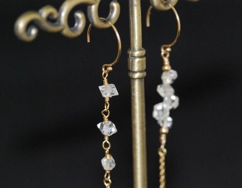 【14kgf】 NY Herkimer Diamond Shooting Star Earrings - Earrings & Clip-ons - Gemstone 