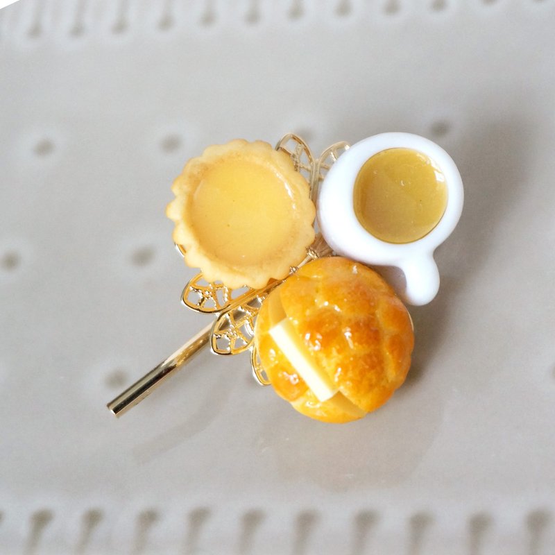 Hong Kong Tea Restaurant Series. Xiao Que Xing. Hong Kong Style Afternoon Tea. Ponytail Hair Plug. Pony Hook (Customized) - Hair Accessories - Resin Brown