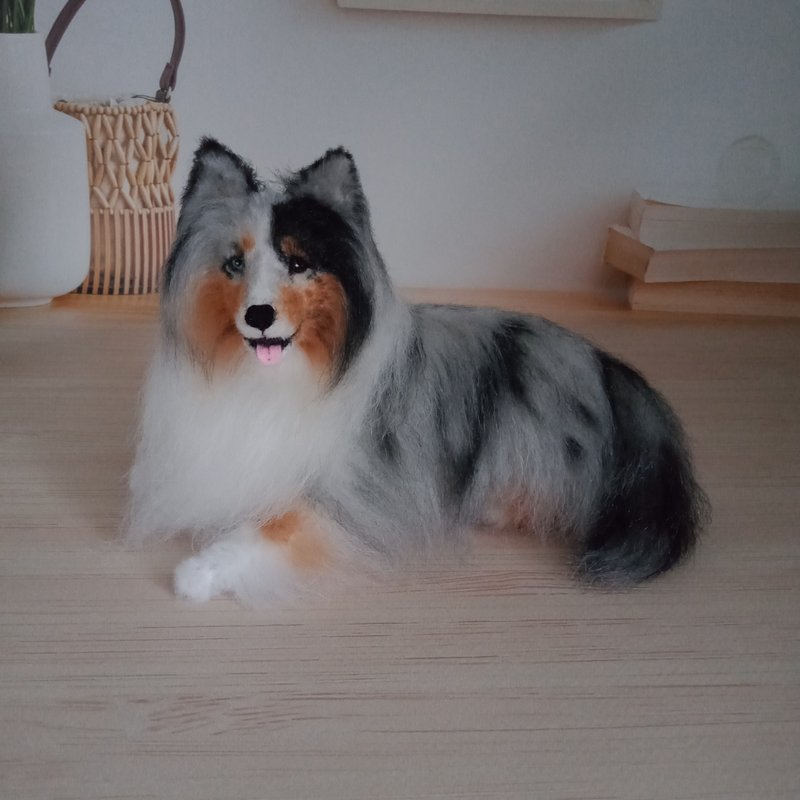 5 inches height Custom Miniature realistic crochet Sheltie - 玩偶/公仔 - 其他材質 灰色