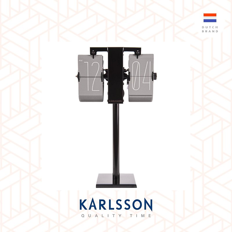 Karlsson, Flip clock No Case mini warm grey, black stand (Table/Hanging) - นาฬิกา - โลหะ สีเทา