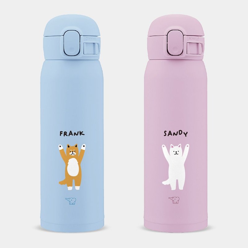 【客製化禮物】文字 Name 柴犬 象印彈蓋保溫瓶 PU076 - 保溫瓶/保溫杯 - 不鏽鋼 藍色