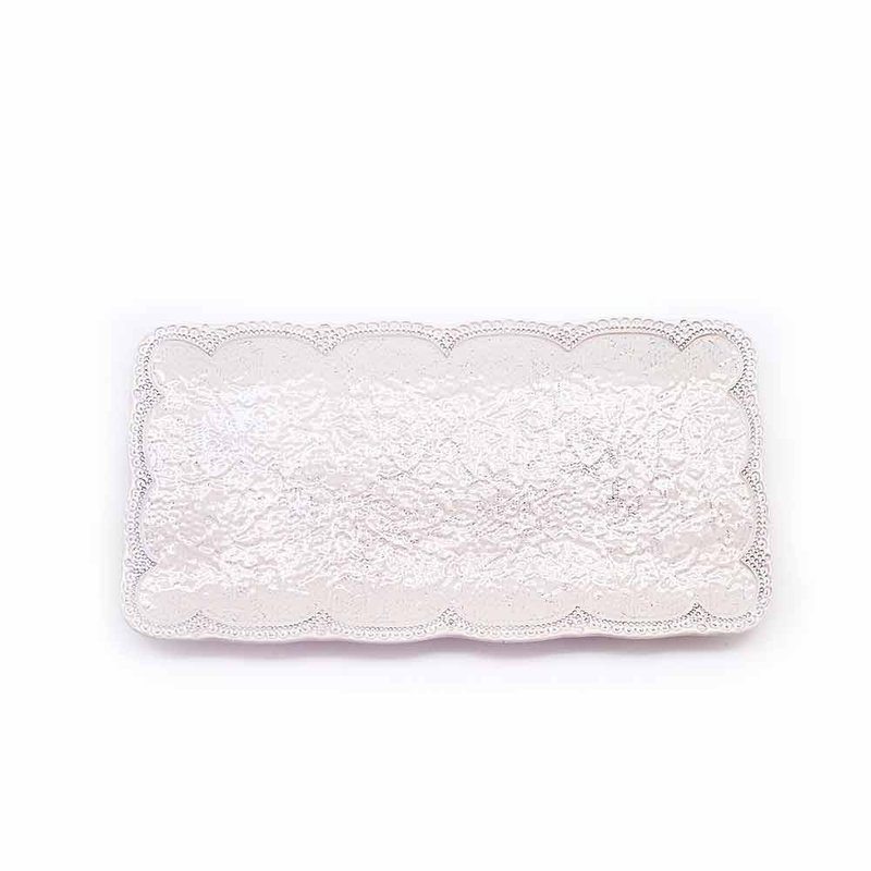 MERLETTO - 32 CM RECTANGLE PLATE (CREAM) - จานและถาด - ดินเผา ขาว