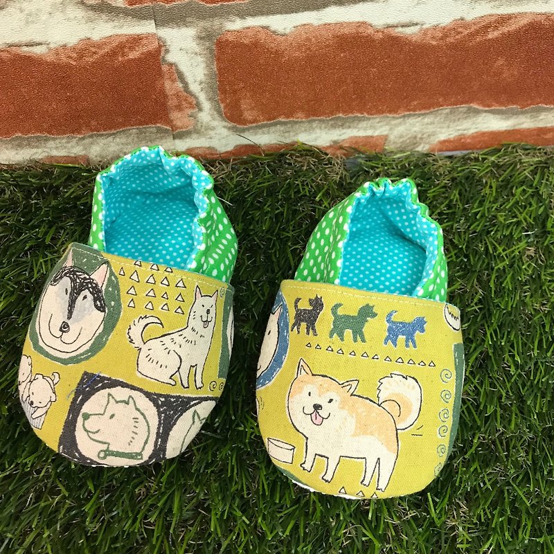 財犬學步鞋-綠 - 嬰兒鞋/學步鞋 - 棉．麻 綠色