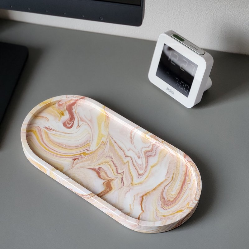 Large oval tray (Terracotta yellow marble) / Jesmonite - Pencil Cases - Eco-Friendly Materials Brown