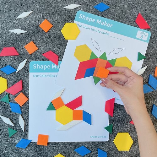 GiSCOO／Fun Learning STEAM Toy Set Giscoo STEAM 益智教具組 ─ 六型六色片 | 20張全英文雙面圖卡