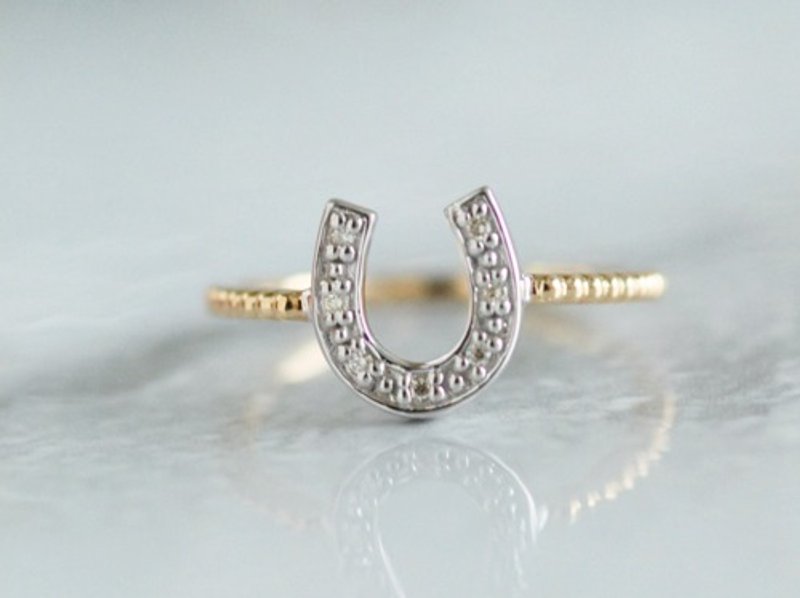 Horseshoe Horseshoe Ring / K10YG, dia - แหวนทั่วไป - เครื่องเพชรพลอย ขาว