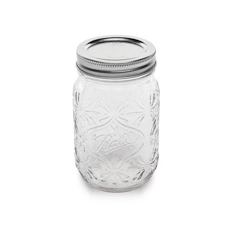 Ball mason jar 16oz narrow mouth vintage engraving - อื่นๆ - แก้ว สีใส