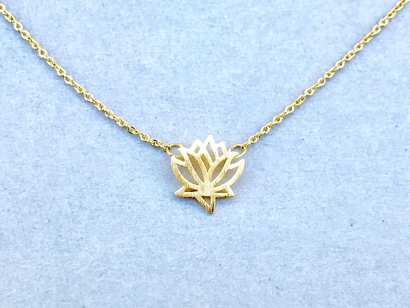 Lotus necklace [even] - สร้อยคอ - ทองแดงทองเหลือง สีทอง