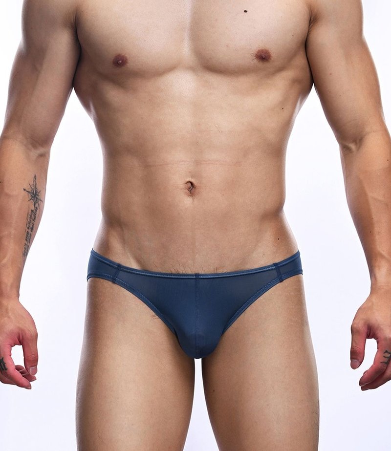 (5color)Elusive Silky - Secret Angel Translucent  Bikini Brief - DARK BLUE - Men's Underwear - Nylon Blue