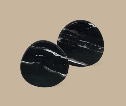 Black Blaze 授權經銷 石杯墊兩件組 黑銀