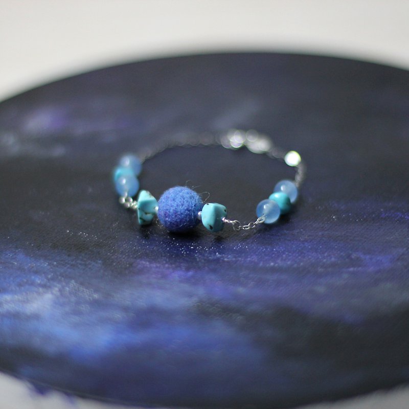 [From] the creative dream series 925 silver hypoallergenic wool felt fresh style bracelet - สร้อยข้อมือ - ขนแกะ สีน้ำเงิน