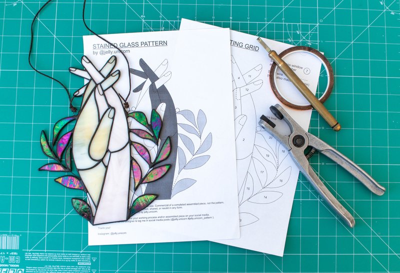 Stained glass pattern, Printable pattern, Stained glass pattern template, PDF - 其他數位商品 - 其他材質 