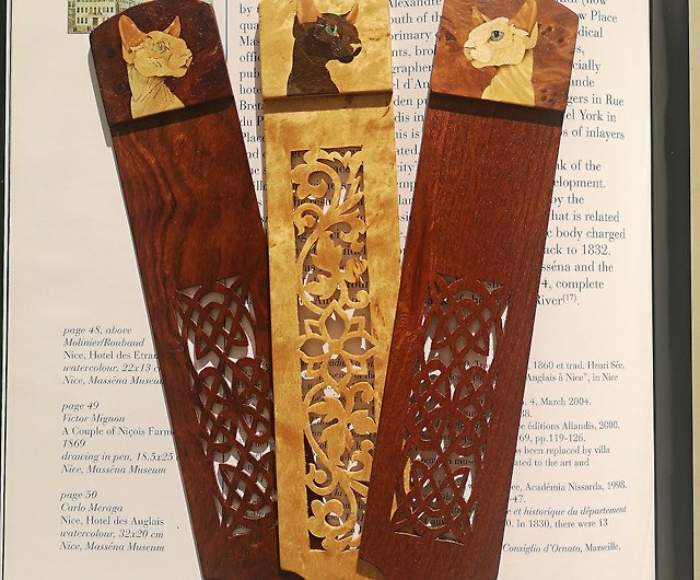 inlaid wooden bookmarks