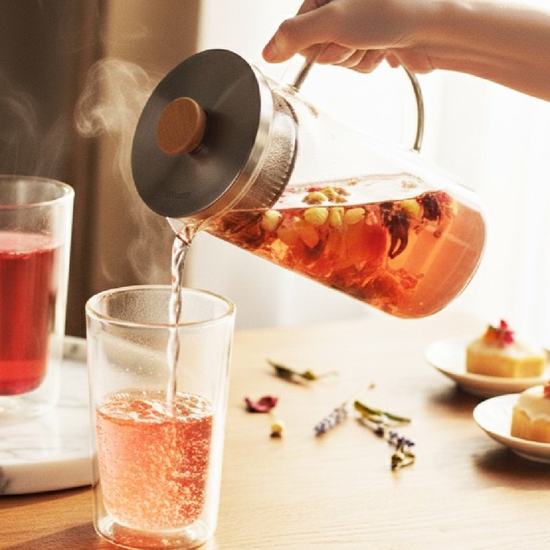 高密度濾網、輕鬆泡好茶丨Driver 冷熱兩用泡茶壺-1200ml - 茶壺/茶杯/茶具 - 玻璃 橘色